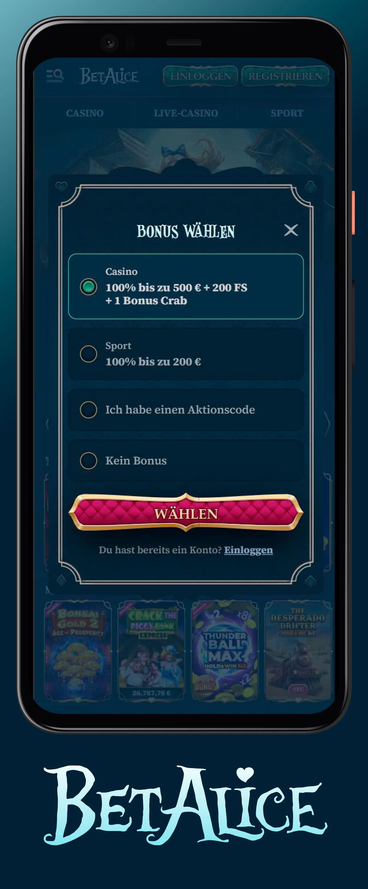 Schritt 1: Wähle deinen Willkommensbonus
